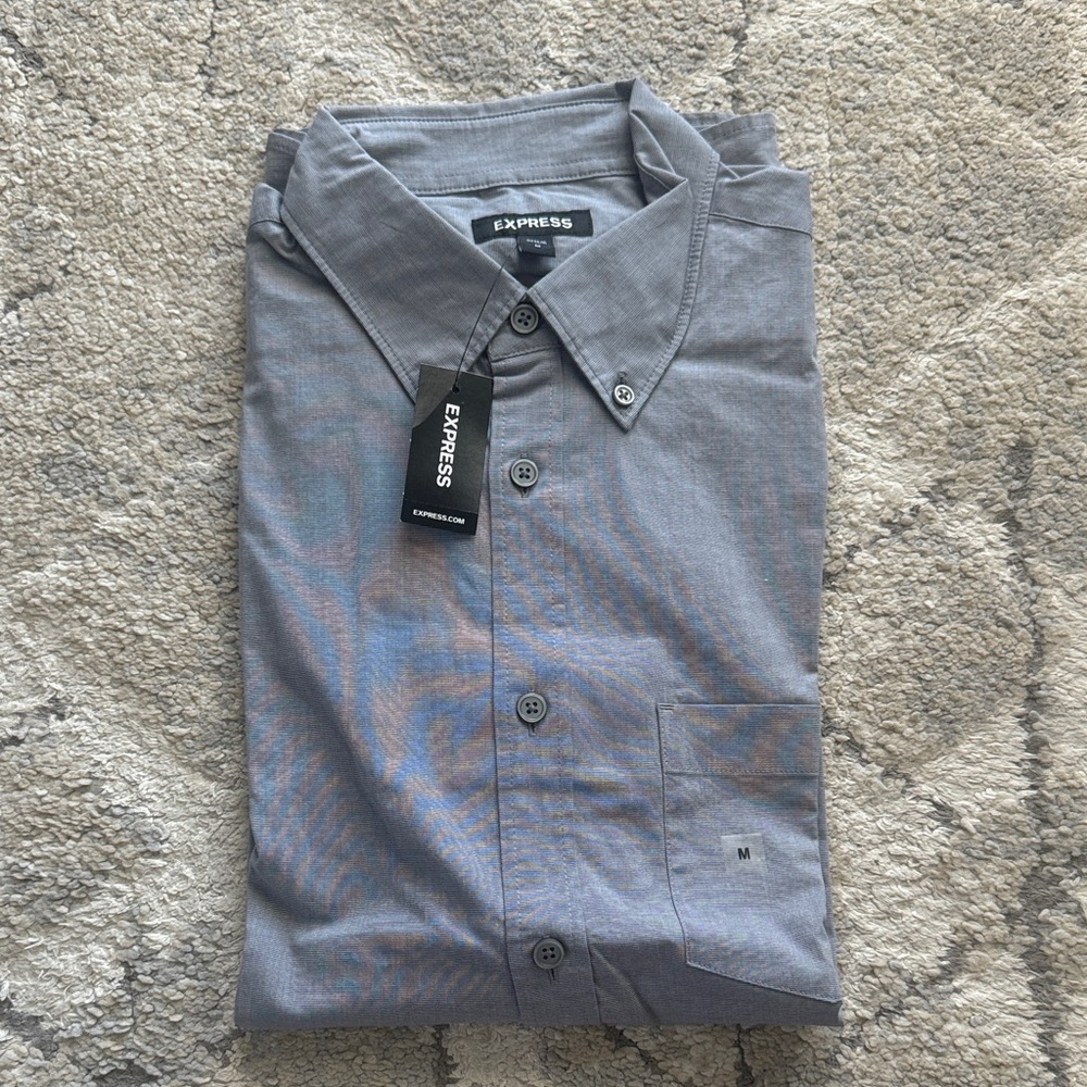 Express Men's Casual Button-Down in Gray